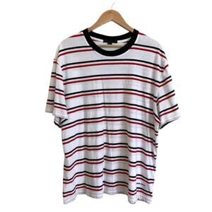 Alexander Wang Men's Cotton Striped Ringer Short Sleeve Tee White Black Red XL